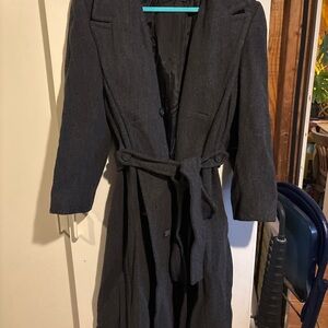 Vintage Alorna Wool Blend Long Belted Coat Made in USA Classic Trench Style